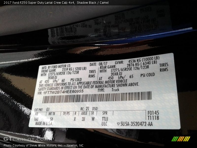 Shadow Black / Camel 2017 Ford F250 Super Duty Lariat Crew Cab 4x4