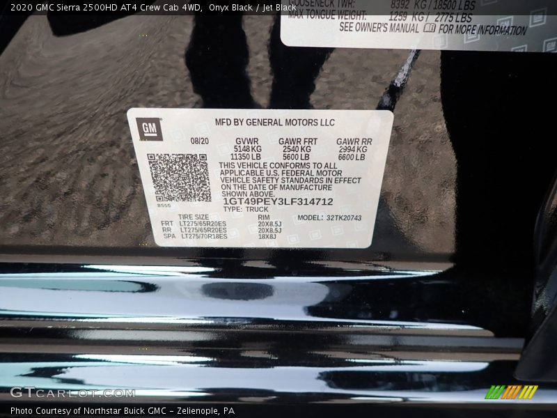 Onyx Black / Jet Black 2020 GMC Sierra 2500HD AT4 Crew Cab 4WD