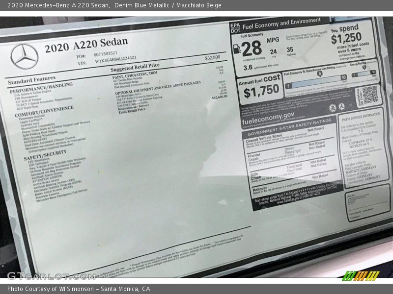 Denim Blue Metallic / Macchiato Beige 2020 Mercedes-Benz A 220 Sedan