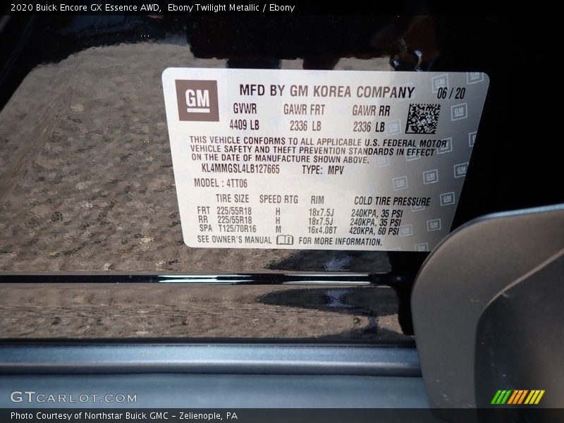 Ebony Twilight Metallic / Ebony 2020 Buick Encore GX Essence AWD