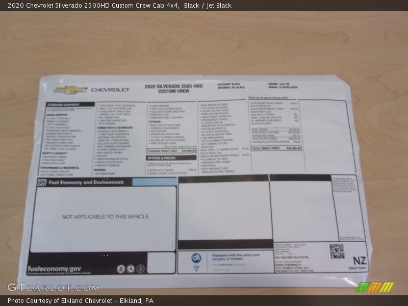 Black / Jet Black 2020 Chevrolet Silverado 2500HD Custom Crew Cab 4x4