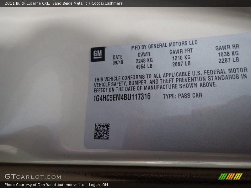 Sand Beige Metallic / Cocoa/Cashmere 2011 Buick Lucerne CXL