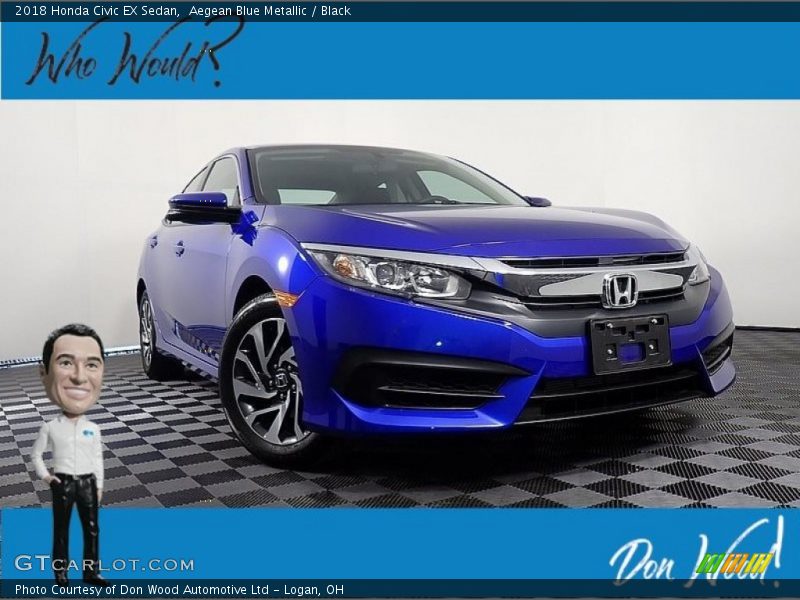 Aegean Blue Metallic / Black 2018 Honda Civic EX Sedan