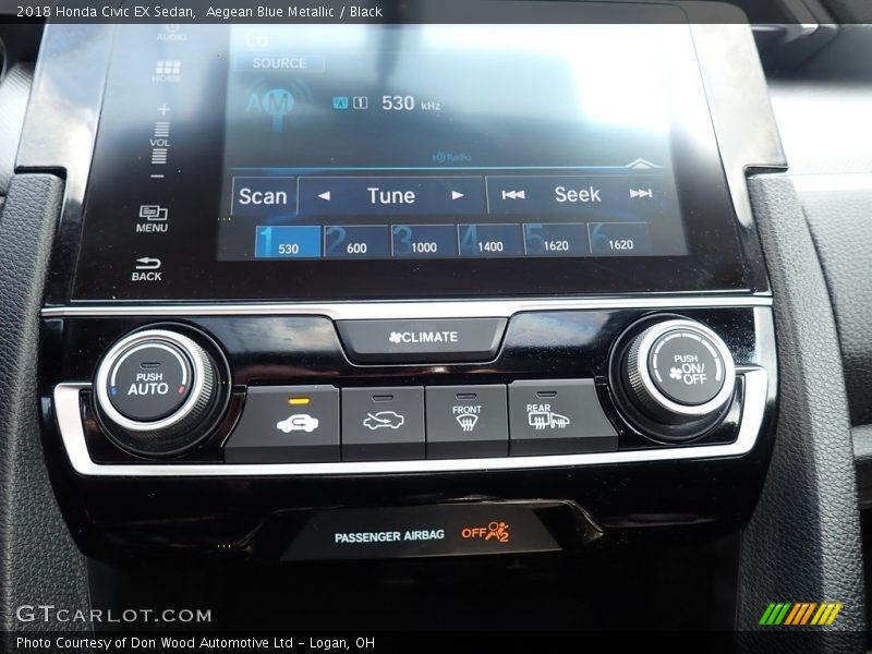 Aegean Blue Metallic / Black 2018 Honda Civic EX Sedan