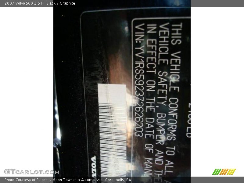 Black / Graphite 2007 Volvo S60 2.5T