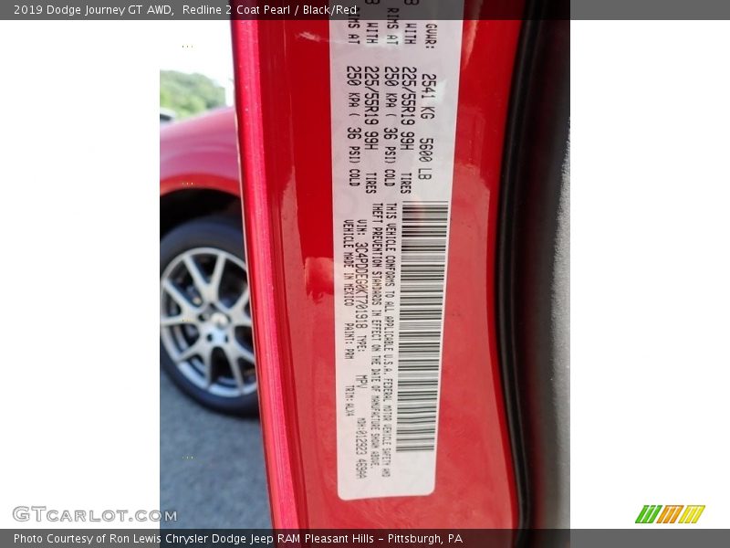 Redline 2 Coat Pearl / Black/Red 2019 Dodge Journey GT AWD