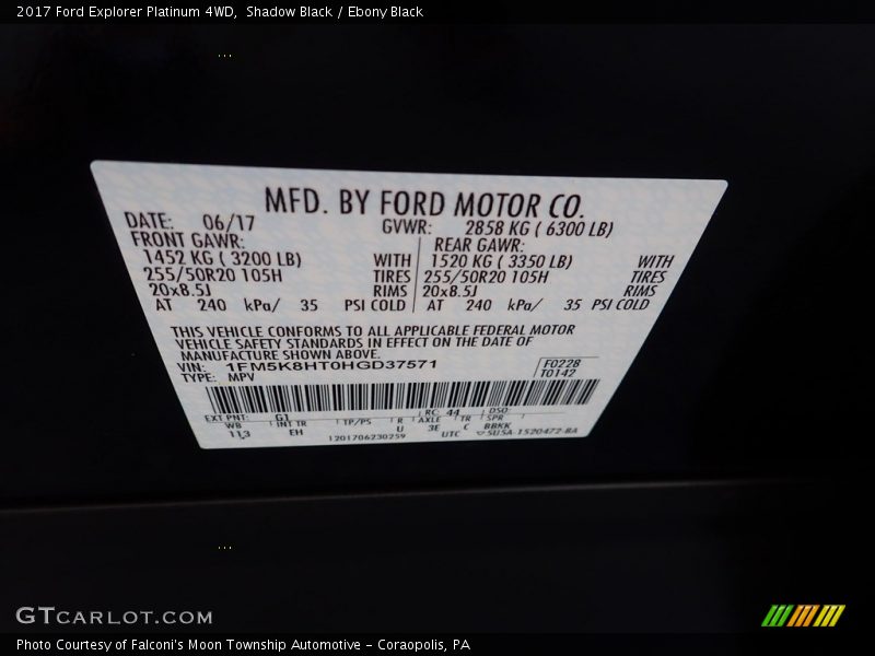 Shadow Black / Ebony Black 2017 Ford Explorer Platinum 4WD