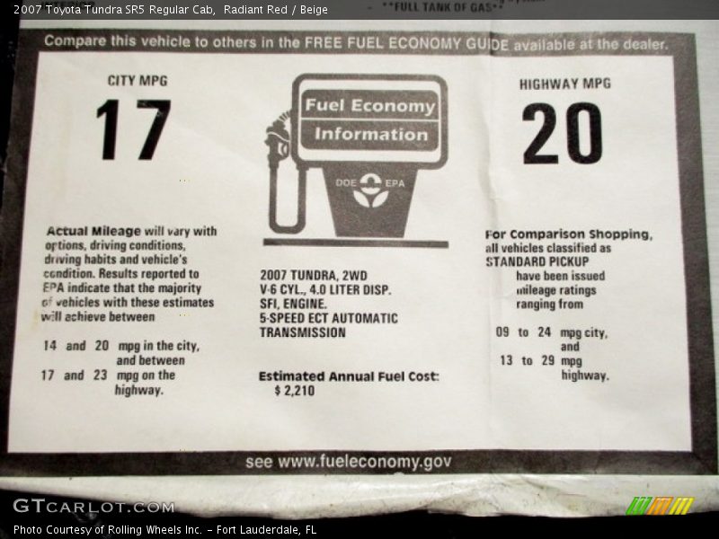 Radiant Red / Beige 2007 Toyota Tundra SR5 Regular Cab