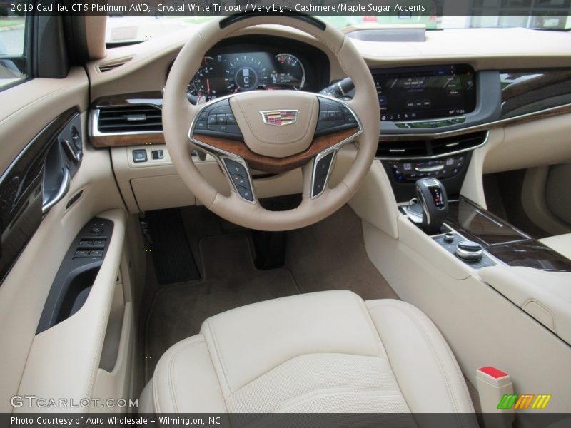 Crystal White Tricoat / Very Light Cashmere/Maple Sugar Accents 2019 Cadillac CT6 Platinum AWD