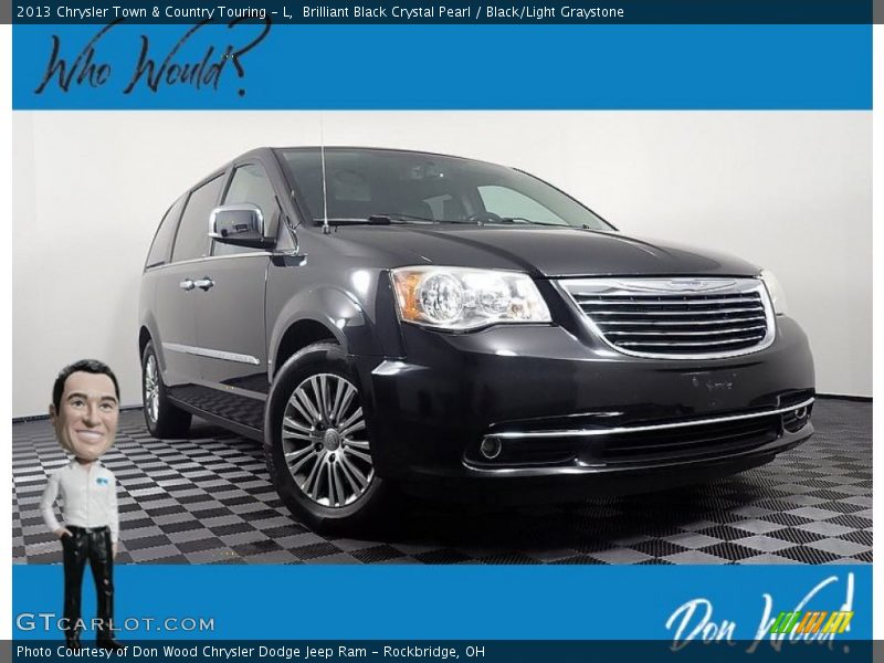 Brilliant Black Crystal Pearl / Black/Light Graystone 2013 Chrysler Town & Country Touring - L