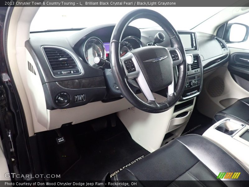Brilliant Black Crystal Pearl / Black/Light Graystone 2013 Chrysler Town & Country Touring - L
