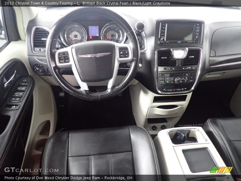 Brilliant Black Crystal Pearl / Black/Light Graystone 2013 Chrysler Town & Country Touring - L