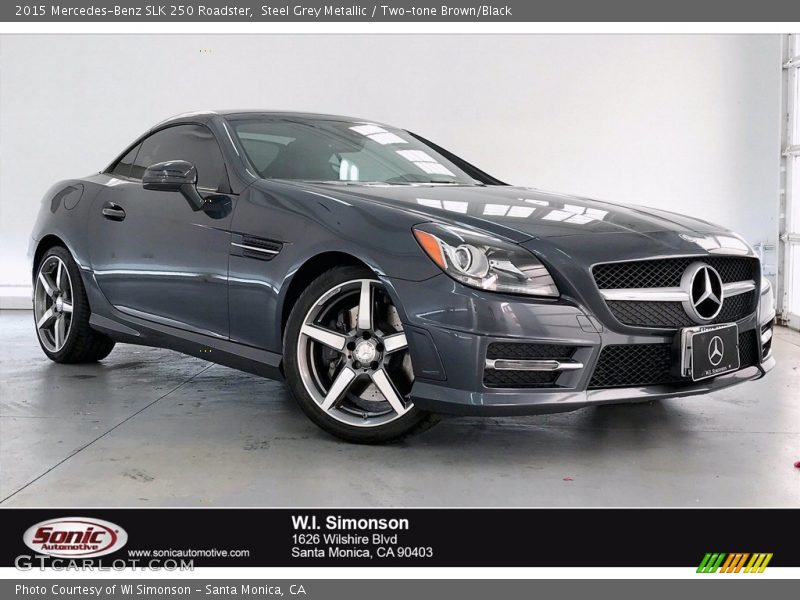 Steel Grey Metallic / Two-tone Brown/Black 2015 Mercedes-Benz SLK 250 Roadster