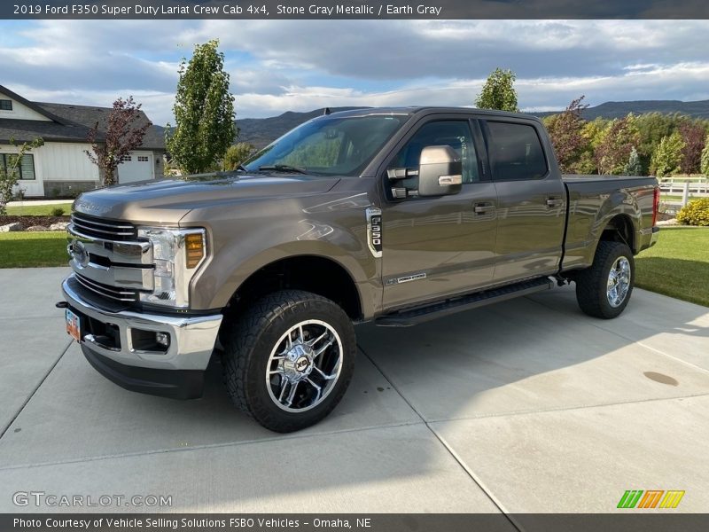 Stone Gray Metallic / Earth Gray 2019 Ford F350 Super Duty Lariat Crew Cab 4x4