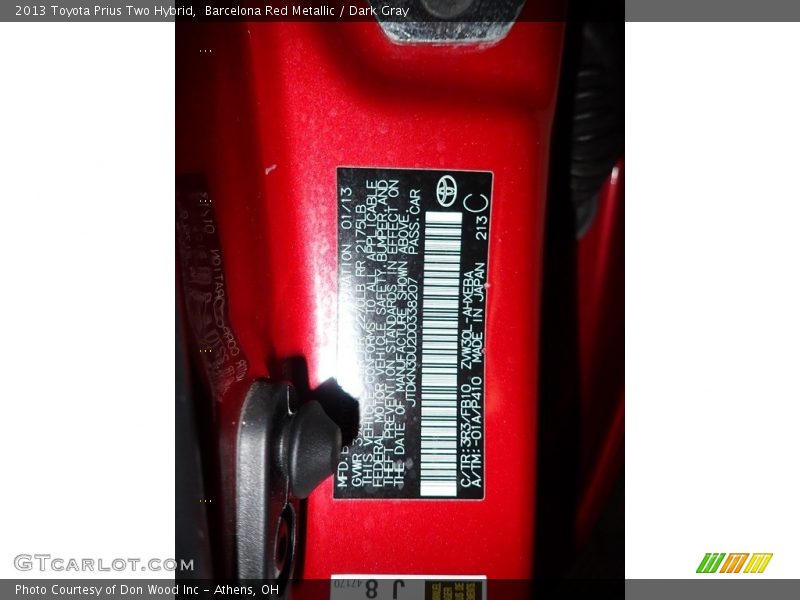 Barcelona Red Metallic / Dark Gray 2013 Toyota Prius Two Hybrid