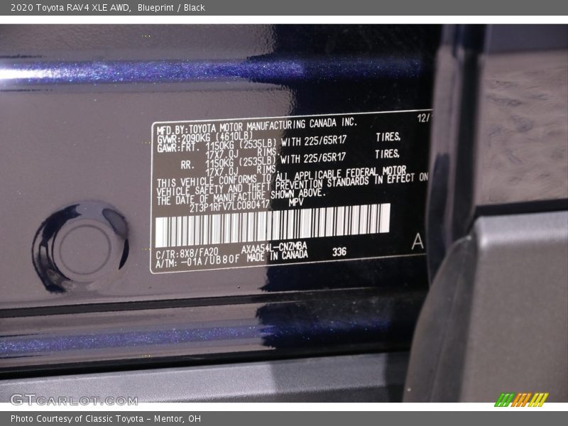 Blueprint / Black 2020 Toyota RAV4 XLE AWD