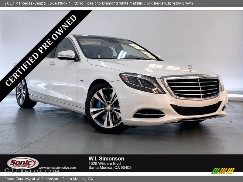 designo Diamond White Metallic / Silk Beige/Espresso Brown 2017 Mercedes-Benz S 550e Plug-In Hybrid