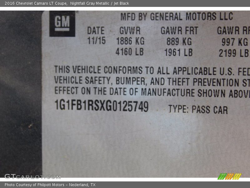 Nightfall Gray Metallic / Jet Black 2016 Chevrolet Camaro LT Coupe