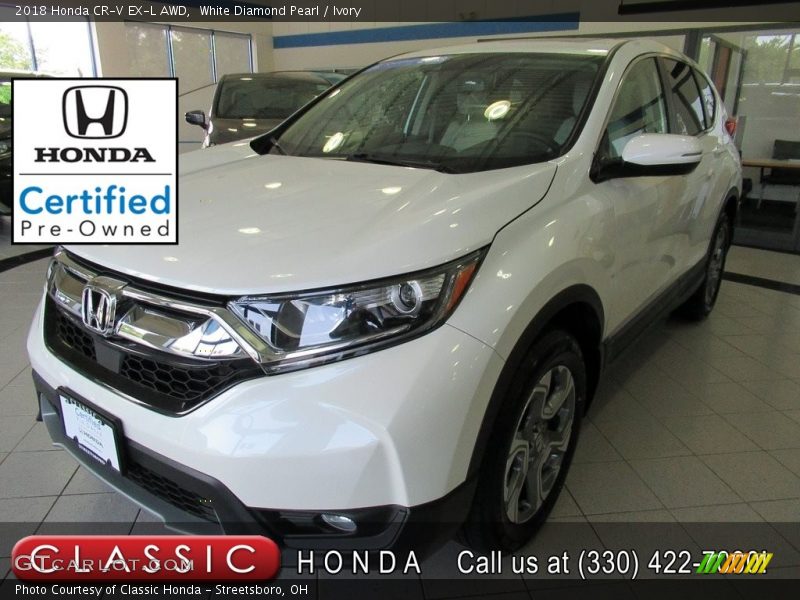 White Diamond Pearl / Ivory 2018 Honda CR-V EX-L AWD