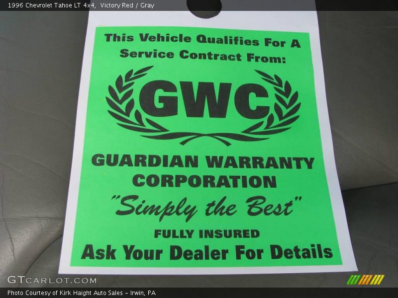 Victory Red / Gray 1996 Chevrolet Tahoe LT 4x4
