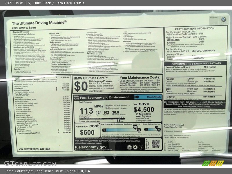 Fluid Black / Tera Dark Truffle 2020 BMW i3 S