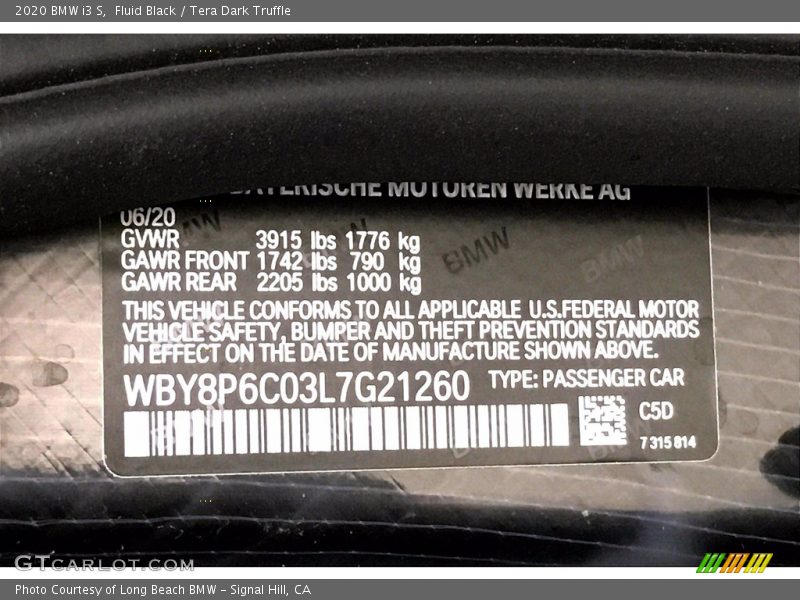 Fluid Black / Tera Dark Truffle 2020 BMW i3 S