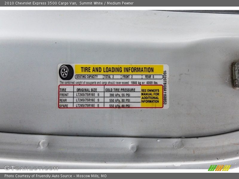 Summit White / Medium Pewter 2010 Chevrolet Express 3500 Cargo Van