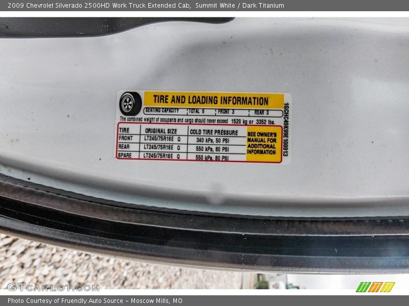 Summit White / Dark Titanium 2009 Chevrolet Silverado 2500HD Work Truck Extended Cab