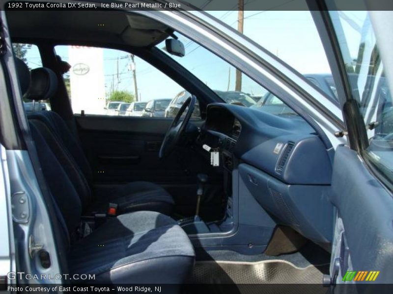 Ice Blue Pearl Metallic / Blue 1992 Toyota Corolla DX Sedan