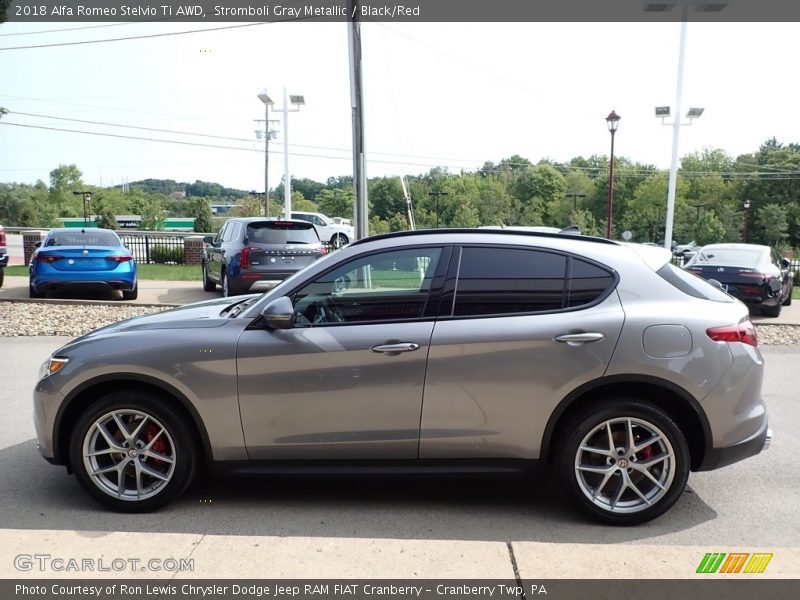 Stromboli Gray Metallic / Black/Red 2018 Alfa Romeo Stelvio Ti AWD