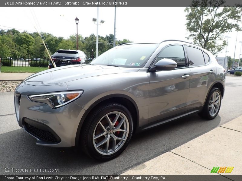 Stromboli Gray Metallic / Black/Red 2018 Alfa Romeo Stelvio Ti AWD