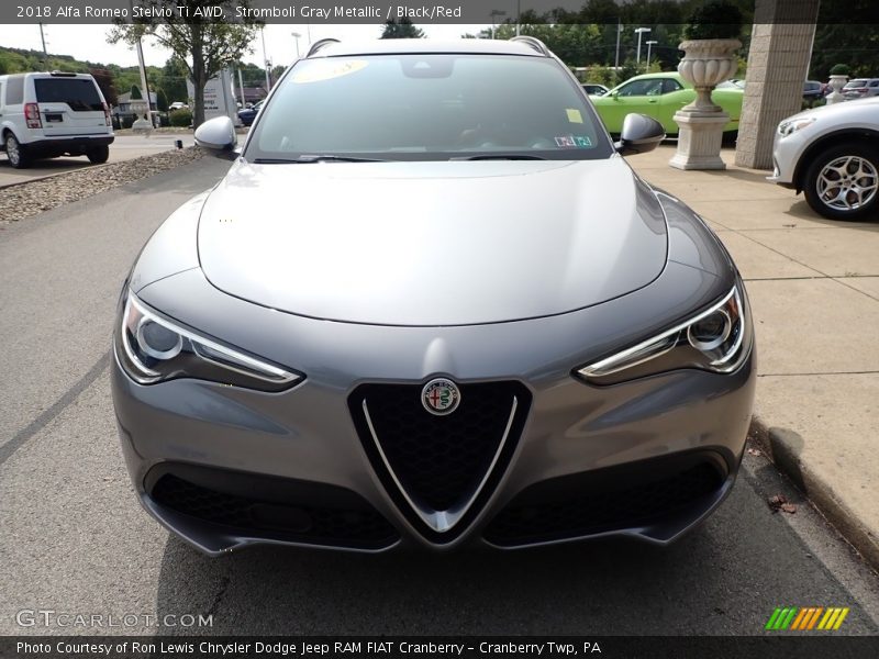 Stromboli Gray Metallic / Black/Red 2018 Alfa Romeo Stelvio Ti AWD