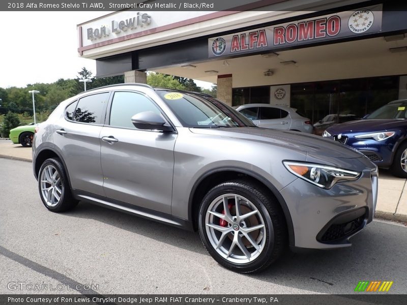 Stromboli Gray Metallic / Black/Red 2018 Alfa Romeo Stelvio Ti AWD