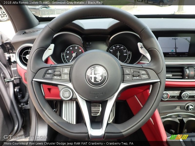 Stromboli Gray Metallic / Black/Red 2018 Alfa Romeo Stelvio Ti AWD