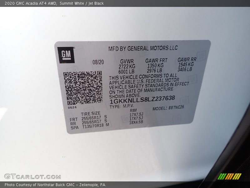 Summit White / Jet Black 2020 GMC Acadia AT4 AWD