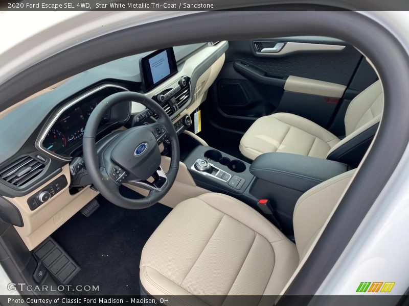 Star White Metallic Tri-Coat / Sandstone 2020 Ford Escape SEL 4WD