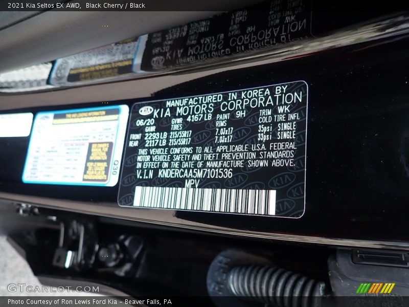 2021 Seltos EX AWD Black Cherry Color Code 9H