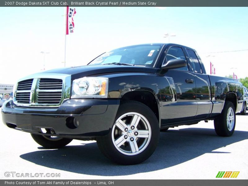 Brilliant Black Crystal Pearl / Medium Slate Gray 2007 Dodge Dakota SXT Club Cab