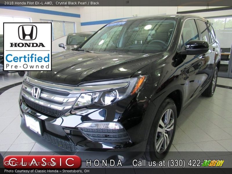 Crystal Black Pearl / Black 2018 Honda Pilot EX-L AWD
