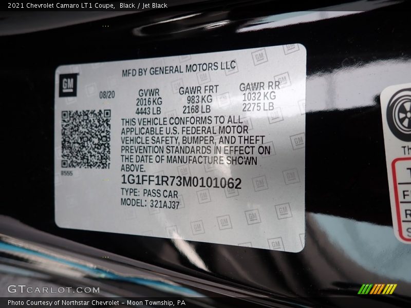 Black / Jet Black 2021 Chevrolet Camaro LT1 Coupe