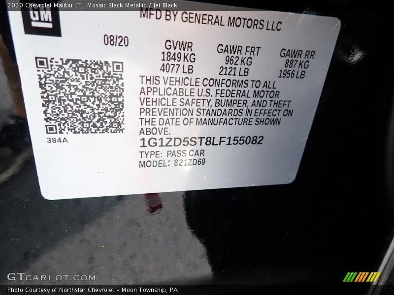 Mosaic Black Metallic / Jet Black 2020 Chevrolet Malibu LT