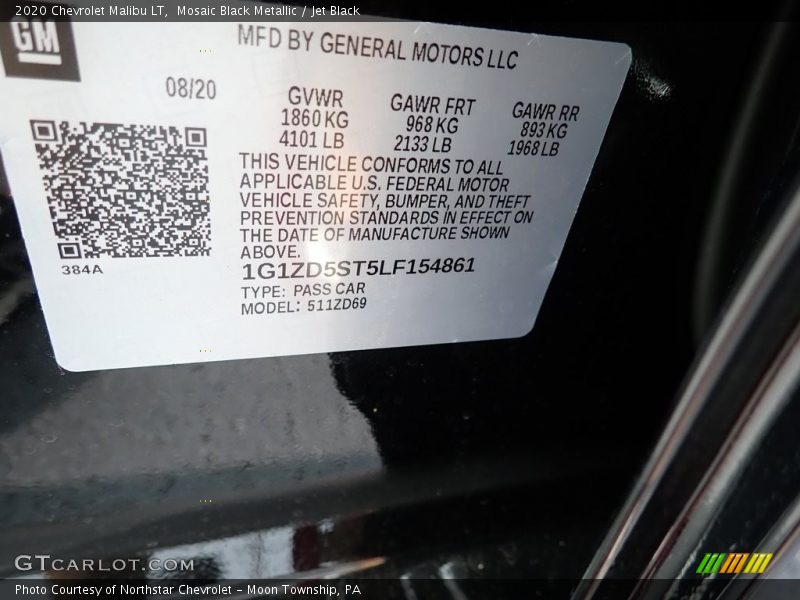 Mosaic Black Metallic / Jet Black 2020 Chevrolet Malibu LT