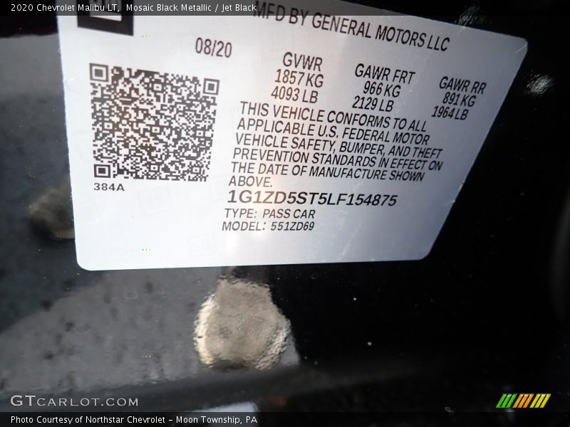 Mosaic Black Metallic / Jet Black 2020 Chevrolet Malibu LT