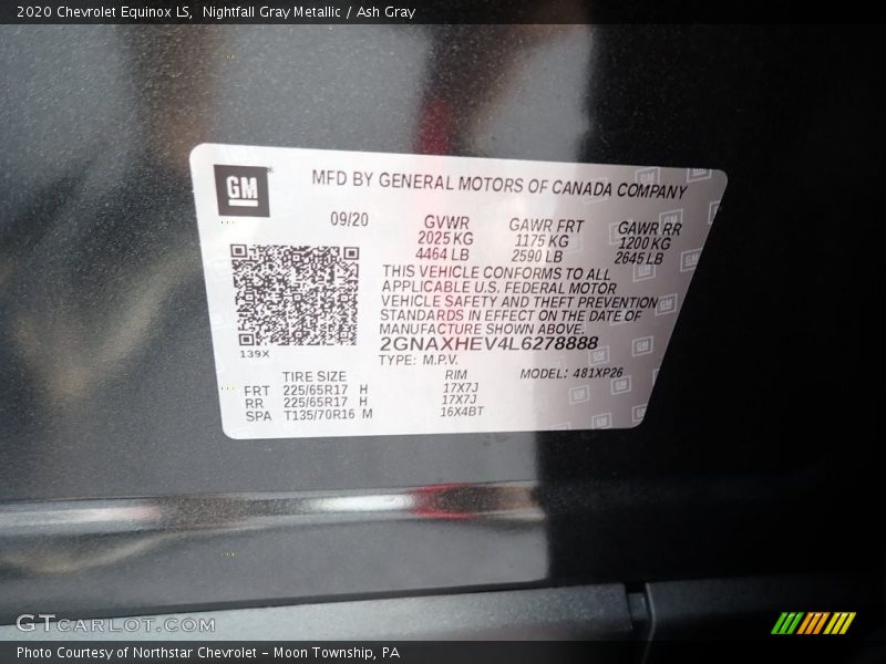 Nightfall Gray Metallic / Ash Gray 2020 Chevrolet Equinox LS