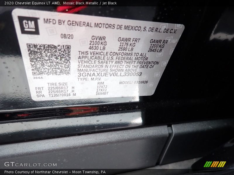 Mosaic Black Metallic / Jet Black 2020 Chevrolet Equinox LT AWD