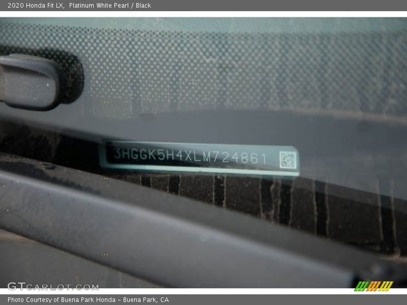 Platinum White Pearl / Black 2020 Honda Fit LX