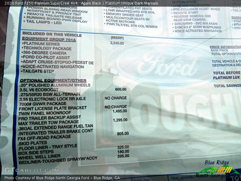 Agate Black / Platinum Unique Dark Marsala 2020 Ford F150 Platinum SuperCrew 4x4
