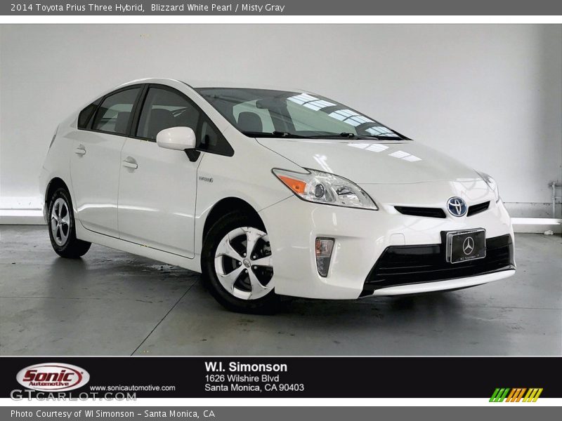 Blizzard White Pearl / Misty Gray 2014 Toyota Prius Three Hybrid