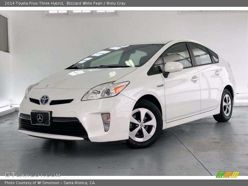 Blizzard White Pearl / Misty Gray 2014 Toyota Prius Three Hybrid