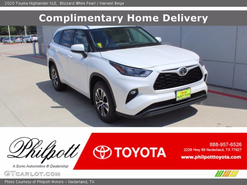 Blizzard White Pearl / Harvest Beige 2020 Toyota Highlander XLE